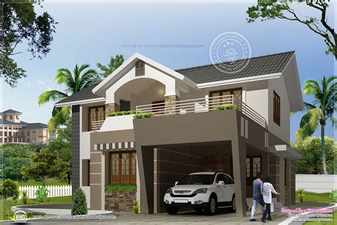 Standing tall from the ground, it merges with the nature surrounding it. 4 bedroom indian house with sloping roofs and open terrace ...