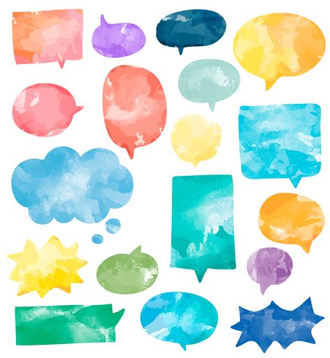 Set Of Colorful Watercolor Speech Bubbles Vector Download Free