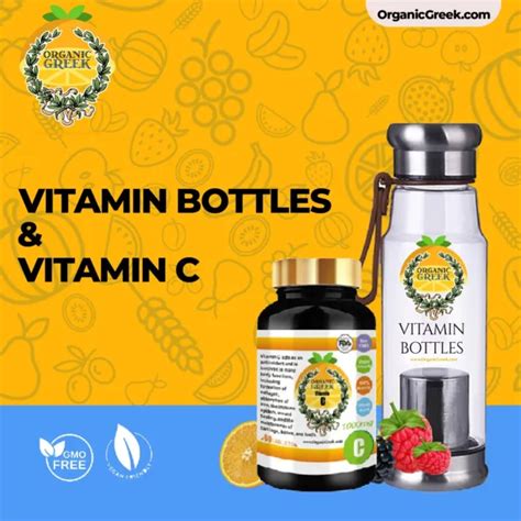 Organic Greek Vitamin C 1000mg Vitamin Bottles Hydrogen Alkaline