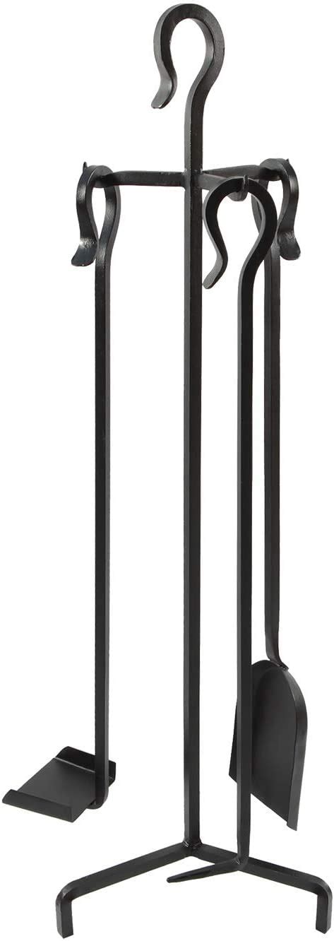 Minuteman International Berlin 4 Piece Wrought Iron Fireplace Tool Set Black Home