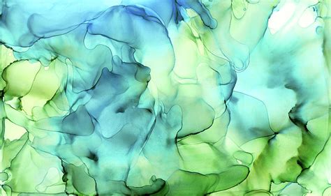 Blue Green Abstract Ink Painting Painting By Olga Shvartsur Pixels