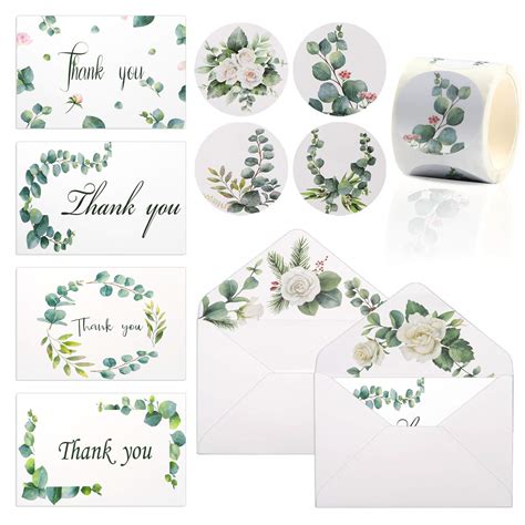 buy thank you cards with envelopes set 48pcs boho eucalyptus greeting cards with greenery
