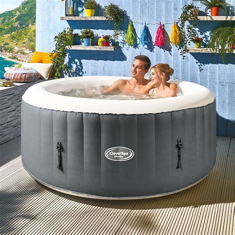 Cleverspa Shades 800 Liter 70 Inch 4 Person Inflatable Round Hot Tub Spa Gray Ebay