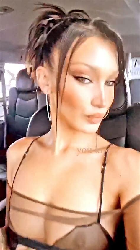 Bella Hadid Shows Off Her Tits In A Car Pics Gif Video