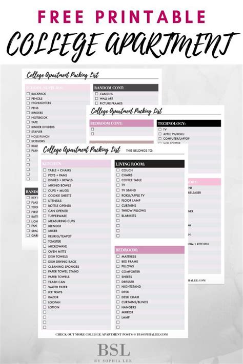 The Best College Apartment Checklist Ever With Pdf By Sophia Lee