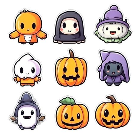 Groovy Style Halloween Character Set Halloween Kawaii Sticker Pack