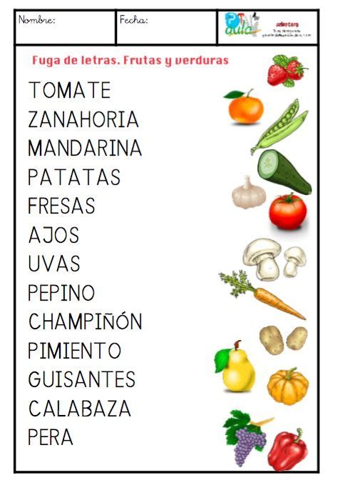 Lee Palabras Y Asocia Con Imagen Aula De Español Frutas Y Verduras