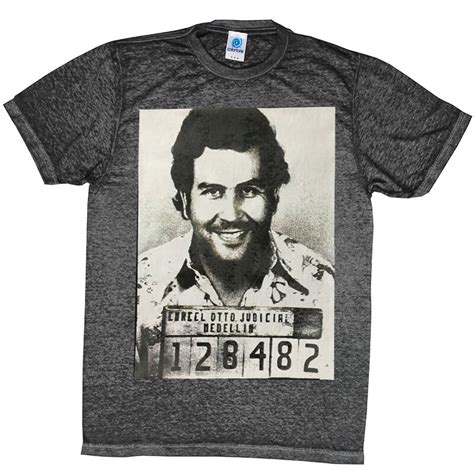 Pablo Escobar Mugshot Acid Wash T Shirt Assorted Colors Thug Top