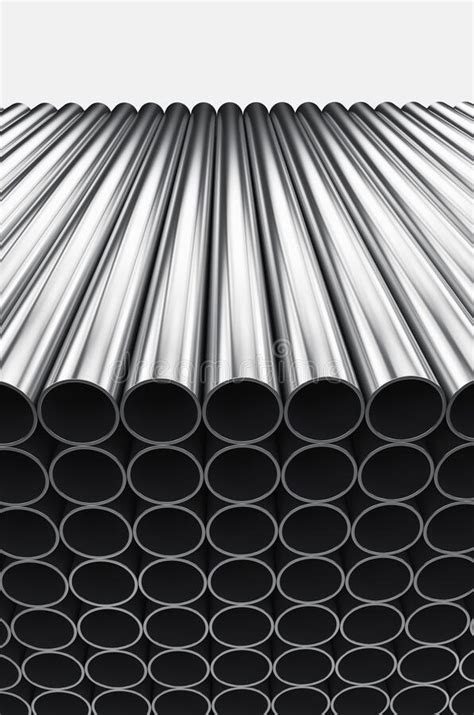 Close Up Of Metal Pipes On A White Background Stock Illustration