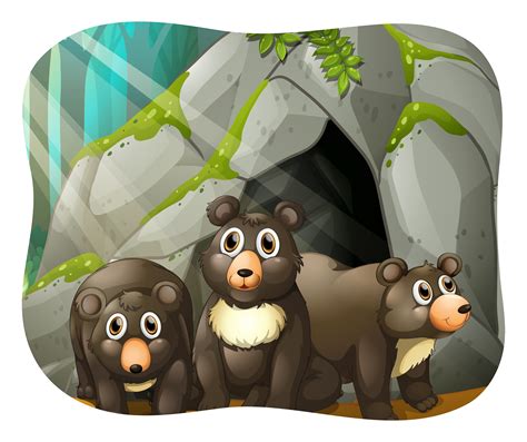 Grizzly Bears Living In The Cave 418234 Vector Art At Vecteezy