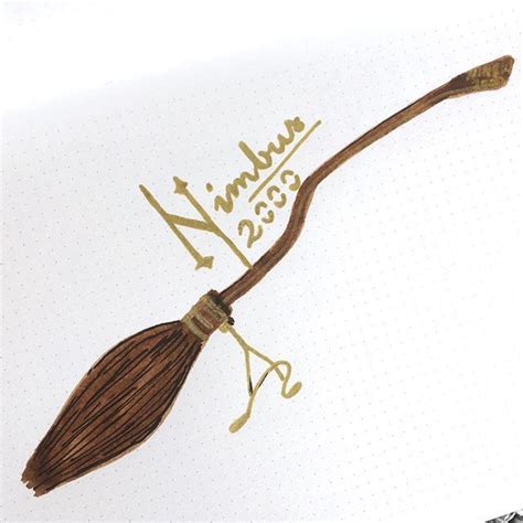 Nimbus 2000 2001 Broomstick Drawing Harry Potter Quidditch Illustration