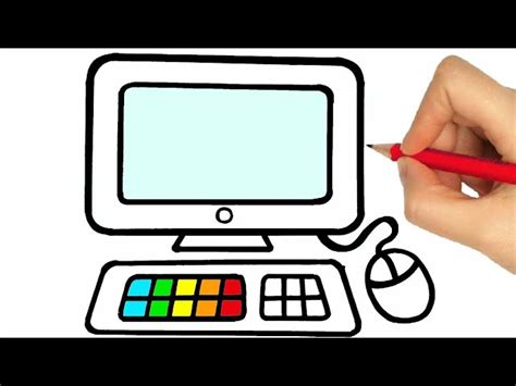 How To Draw A Computer Easy Step By Step Drawing And Coloring A