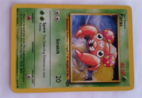 Original Paras Pokemon Card For Crafting Or By Pkmncardsonline