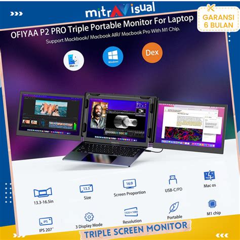 Jual Ofiyaa P2 Pro Triple Screen Ips Monitor For Laptop 133 Inch