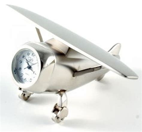 Silver Hi Wing Airplane Clock