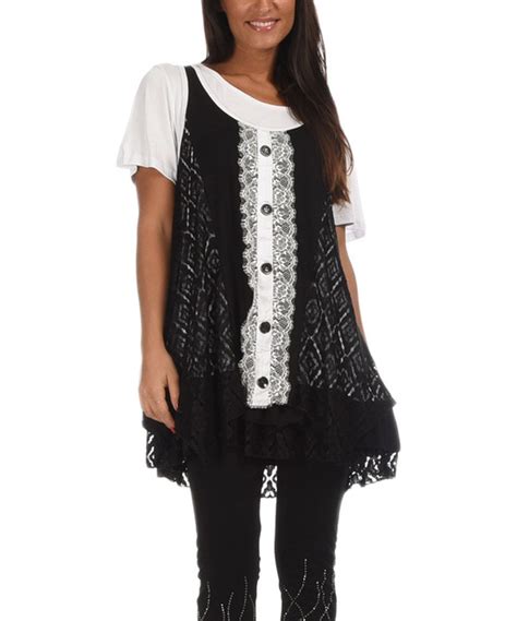 Look What I Found On Zulily Black White Geo Lace Accent Sleeveless
