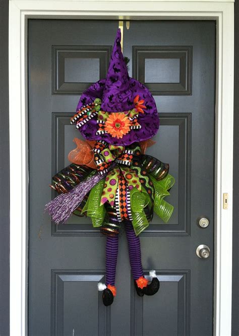 Halloween deco mesh witch door wreath handmade