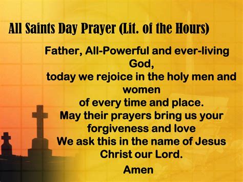 They received blessings and righteousness from you because they belonged. PPT - All Saints Day Prayer (Lit. of the Hours) PowerPoint ...