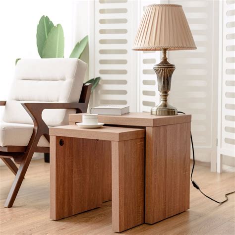 End tables are often overshadowed by your other furniture, but they're not supposed to be the center of attention. Giantex Set of 2 Nesting Coffee End Table Side Table Wood Color Living Room Furniture HW58203-in ...