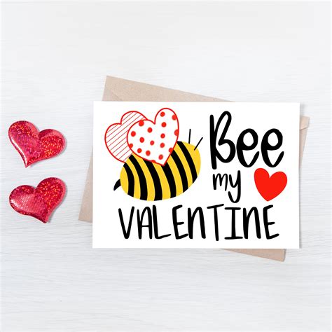 Bee Valentines Card Printable Bee My Valentine Card Etsy