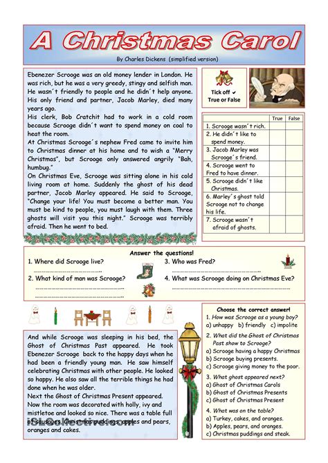️a Christmas Carol Worksheets Printable Free Download