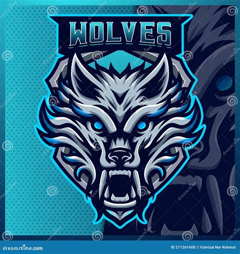 Wolf Mascot Esport Logo Design Illustrations Vector Template Blue Fox Logo For Team Game