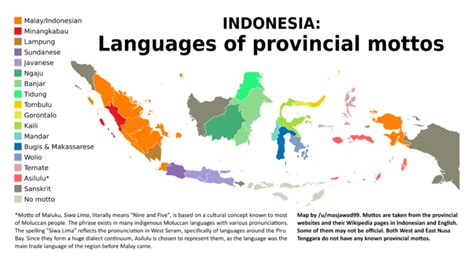 Map Indonesia Languages Of Provincial Mottos Oc Infographictv