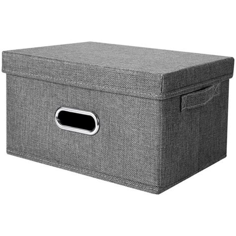 Storage Bins With Lid Foldable Linen Fabric Storage Boxes With Dual