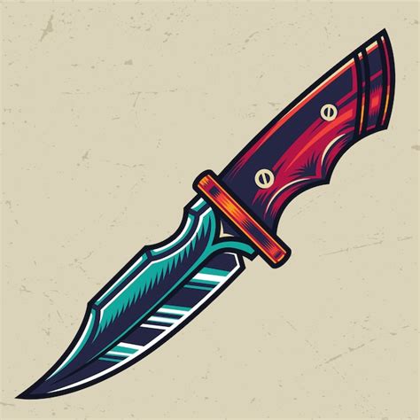 Free Vector Colorful Sharp Military Knife Concept