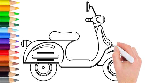 How To Draw Scooter Step By Step At Drawing Tutorials