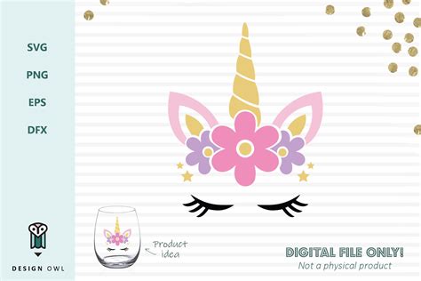 Floral Unicorn Face Svg Cut File