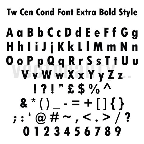 Tw Cen Cond Font Extra Bold Style Alphabet Letters Vector Art Etsy