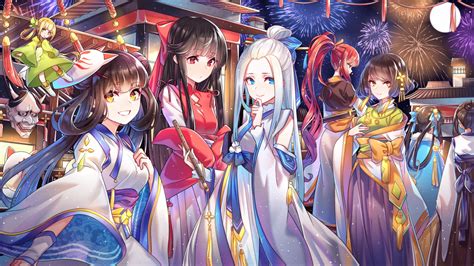 Download 1920x1080 Anime Girls Traditional Clothes Festival