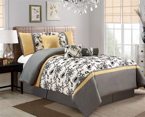 Within the range of yellow king comforter set and oranges, a peach or mustard tone will give a touch to you. Yellow Grey White Simple Modern Bedding Sets - Ease ...