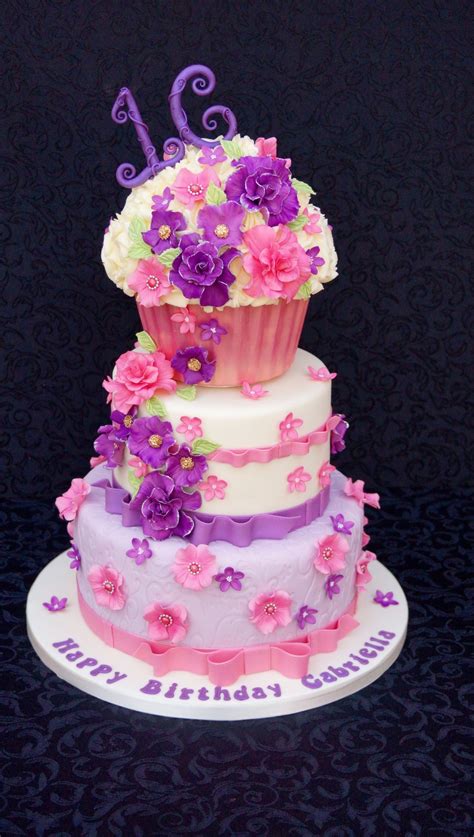 This 4″ and 6″ two tier cake serves approx 17 portions. 16Th Birthday Cake - CakeCentral.com