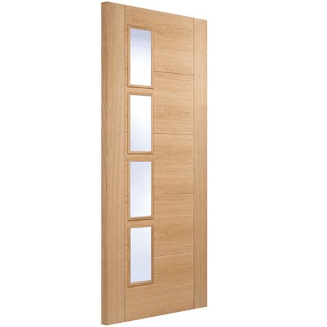 Lpd Internal Oak Fully Finished Vancouver 4l Clear Glass Fd30 Fire Door