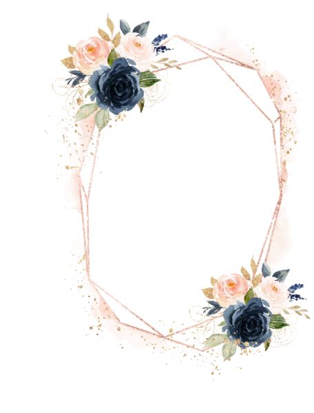 Blush Navy Watercolor Floral Frame Bridal Shower Invitation Zazzle