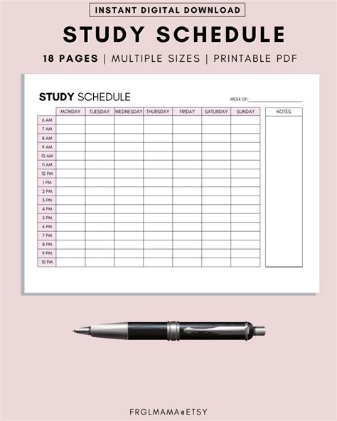 This Listing Is For A Minimalist Revision Timetable Printable Set