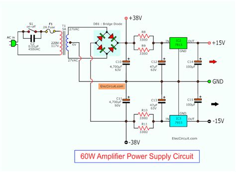 Power Supply For Audio Amplifier Circuitmultiple Output 12v 15v 35v