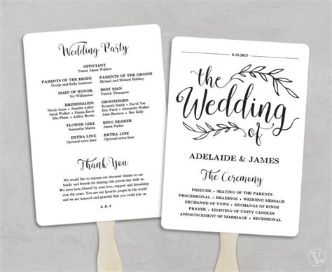 printable wedding program template fan wedding program