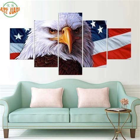 Eagles American Flag Painting 4 Piece Or 5 Piece Canvas Art Canvas