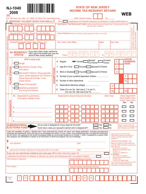 Nj 1040 Fillable Form Fill And Sign Printable Template Online Us