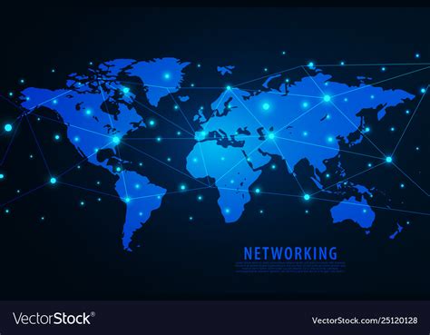 Global Network Connection Background Blue World Vector Image