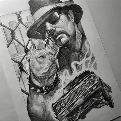 Gangster Drawing By Lucky K Tattoo Mexicanstyle Art Art Arte