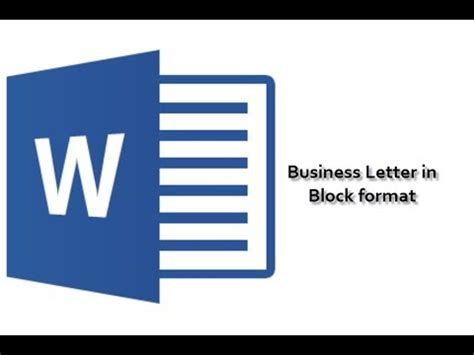 (4 spaces after the letterhead) h. Business Letter - Block Format - YouTube