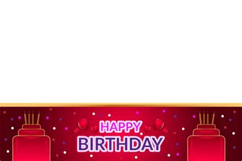 Happy Birthday Frame Red Cake Transparent Background Vector Happy