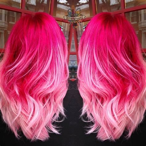 Pin By Kathleen Steiner On Wedding Ideas Pink Ombre Hair Dark Pink Hair Hot Pink Hair