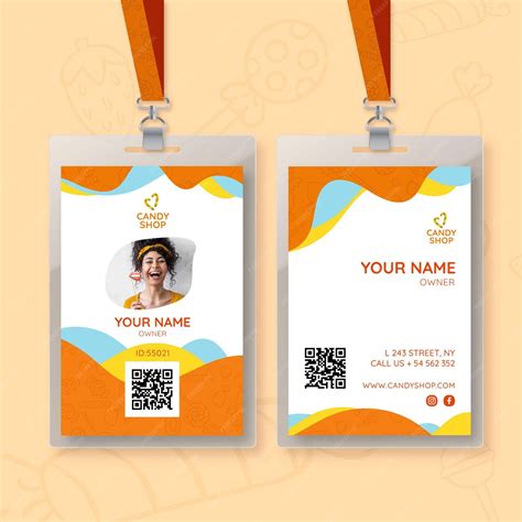 Free Vector Candy Id Card Template With Photo