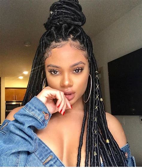 Create the braids and then tease the hair in the high ponytail for the. Faux Locs Ideas | Faux locs hairstyles, Faux locs styles ...