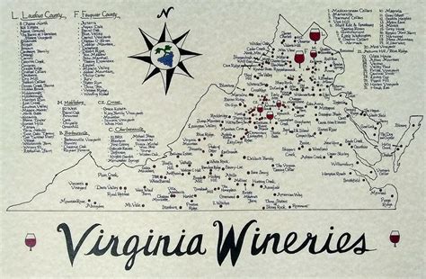 Virginia Wineries Map Etsy
